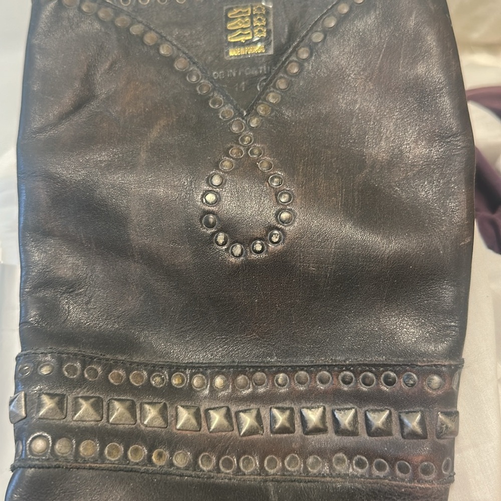 Vintage Free People Brown Leather studded boots - Picture 2 of 8